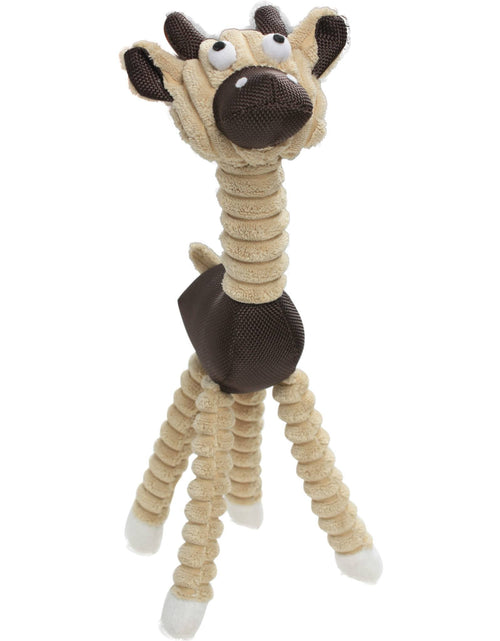 Load image into Gallery viewer, Pet Life ® 'Giraffe Cow' All Natural Recyclable Jute Rope and Squeak Chew Pet Dog Toy
