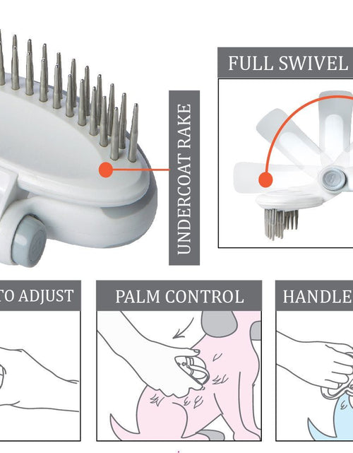 Load image into Gallery viewer, Pet Life ® 'Gyrater' Swivel Travel Dual-Rowed Grooming Undercoat Pet Rake

