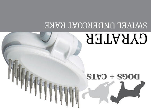 Load image into Gallery viewer, Pet Life ® 'Gyrater' Swivel Travel Dual-Rowed Grooming Undercoat Pet Rake
