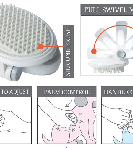 Pet Life ® 'Gyrater' Swivel Travel Silicone Massage Grooming Cat Brush
