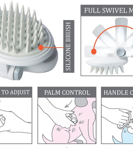 Pet Life ® 'Gyrater' Swivel Travel Silicone Massage Grooming Pet Brush
