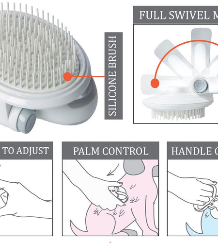 Pet Life ® 'Gyrater' Swivel Travel Soft Grooming Pet Pin Brush