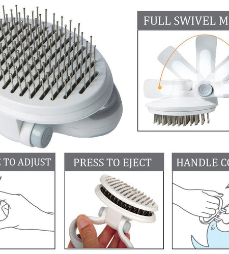 Pet Life ® 'Gyrater' Travel Self-Cleaning Swivel Grooming Pet Pin Brush