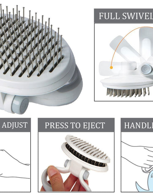 Load image into Gallery viewer, Pet Life ® 'Gyrater' Travel Self-Cleaning Swivel Grooming Pet Pin Brush
