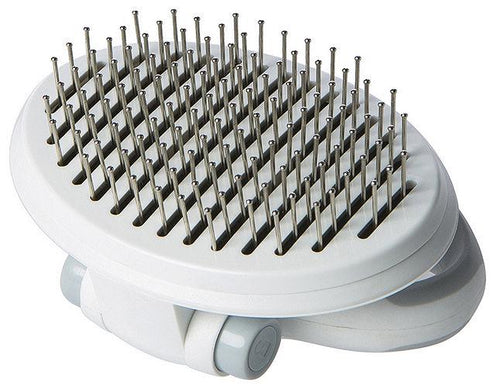 Load image into Gallery viewer, Pet Life ® 'Gyrater' Travel Self-Cleaning Swivel Grooming Pet Pin Brush
