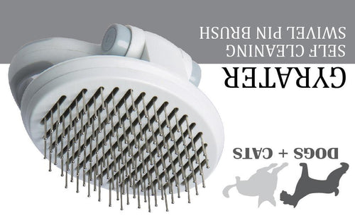Load image into Gallery viewer, Pet Life ® 'Gyrater' Travel Self-Cleaning Swivel Grooming Pet Pin Brush
