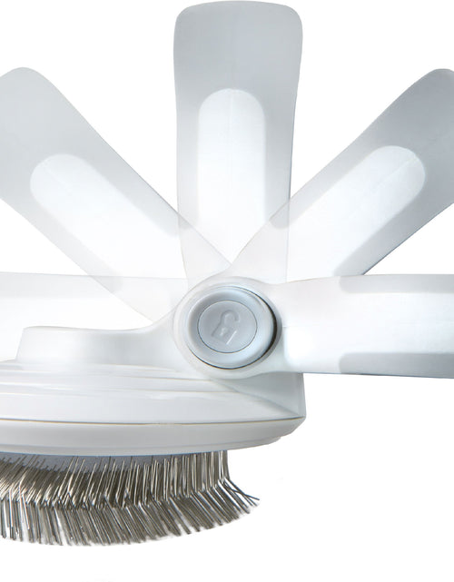 Load image into Gallery viewer, Pet Life ® 'Gyrater' Travel Self-Cleaning Swivel Grooming Slicker Pet Brush
