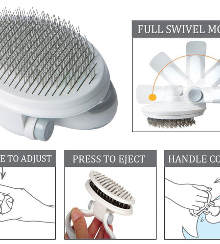 Pet Life ® 'Gyrater' Travel Self-Cleaning Swivel Grooming Slicker Pet Brush