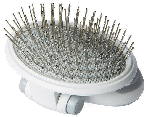 Load image into Gallery viewer, Pet Life ® 'Gyrater' Travel Swivel Pet Grooming Pin Brush
