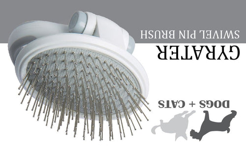 Load image into Gallery viewer, Pet Life ® 'Gyrater' Travel Swivel Pet Grooming Pin Brush
