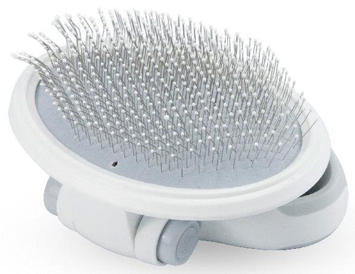 Load image into Gallery viewer, Pet Life ® 'Gyrater' Travel Swivel Pet Grooming Slicker Brush
