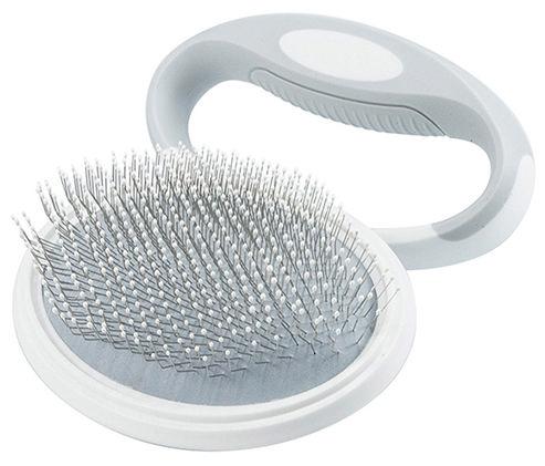 Load image into Gallery viewer, Pet Life ® 'Gyrater' Travel Swivel Pet Grooming Slicker Brush
