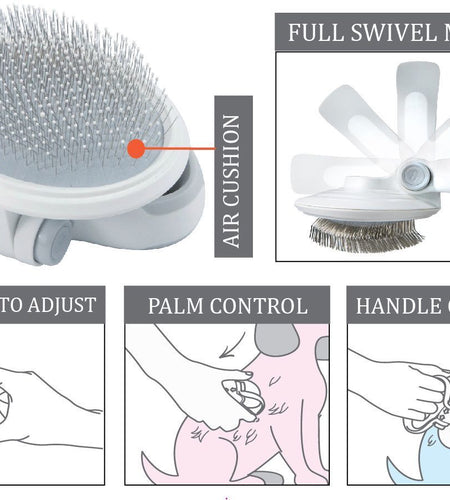 Pet Life ® 'Gyrater' Travel Swivel Pet Grooming Slicker Brush