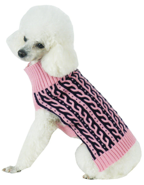 Load image into Gallery viewer, Pet Life ® 'Harmonious' Dual Color Weaved Heavy Cable Knitted Fashion Designer Dog Sweater
