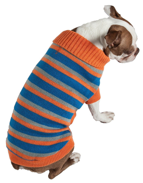 Load image into Gallery viewer, Pet Life ® Heavy Cable Knitted Striped Fashion Designer Polo Dog Sweater
