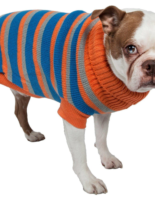 Load image into Gallery viewer, Pet Life ® Heavy Cable Knitted Striped Fashion Designer Polo Dog Sweater
