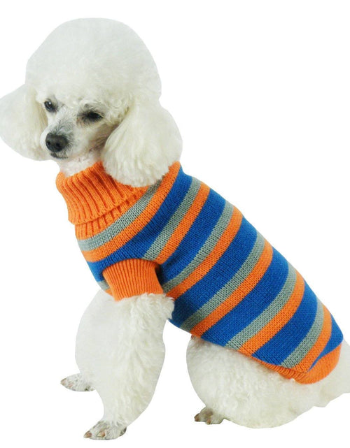 Load image into Gallery viewer, Pet Life ® Heavy Cable Knitted Striped Fashion Designer Polo Dog Sweater
