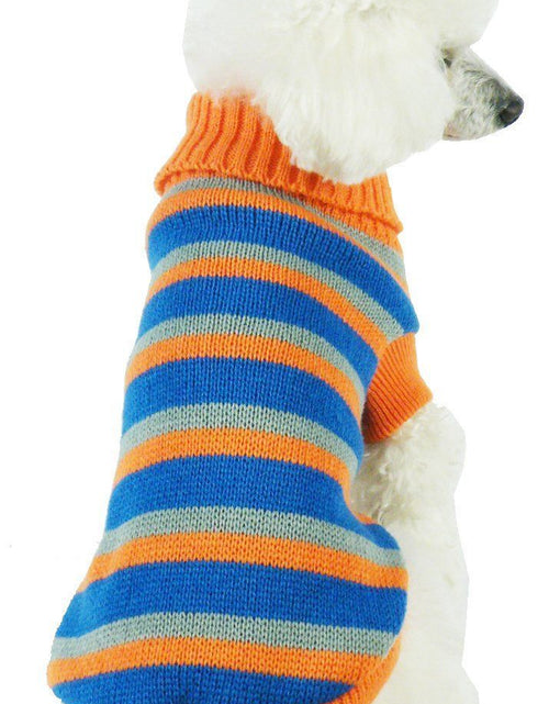 Load image into Gallery viewer, Pet Life ® Heavy Cable Knitted Striped Fashion Designer Polo Dog Sweater
