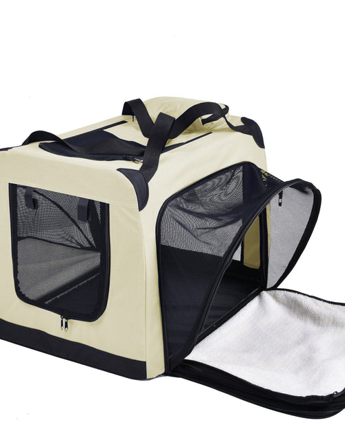 Load image into Gallery viewer, Pet Life ®  'Hounda Accordion' Metal Framed Soft-Folding Collapsible Dual-Sided Expandable Pet Dog Crate
