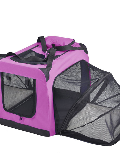 Load image into Gallery viewer, Pet Life ®  'Hounda Accordion' Metal Framed Soft-Folding Collapsible Dual-Sided Expandable Pet Dog Crate
