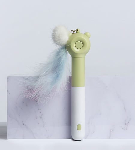 Pet Life ® 'KITIQUE" 3-in-1 Retractable and Extendable Feathered and Laser Wand Kitty Cat Teaser
