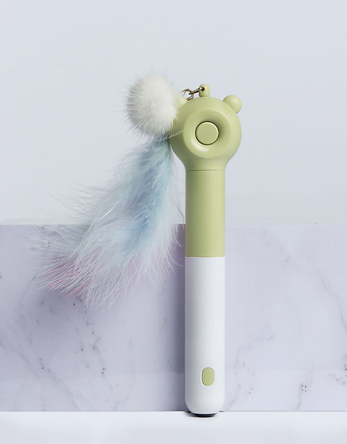 Load image into Gallery viewer, Pet Life ® 'KITIQUE" 3-in-1 Retractable and Extendable Feathered and Laser Wand Kitty Cat Teaser
