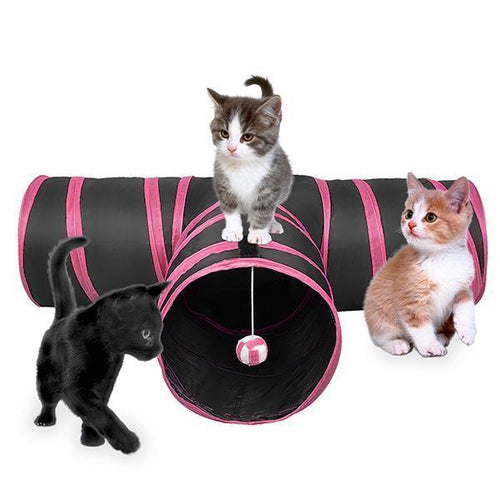 Load image into Gallery viewer, Pet Life ® 'Kitting-Go-Seek' Collapsible Folding Travel 3-way Kitty Cat Tunnel
