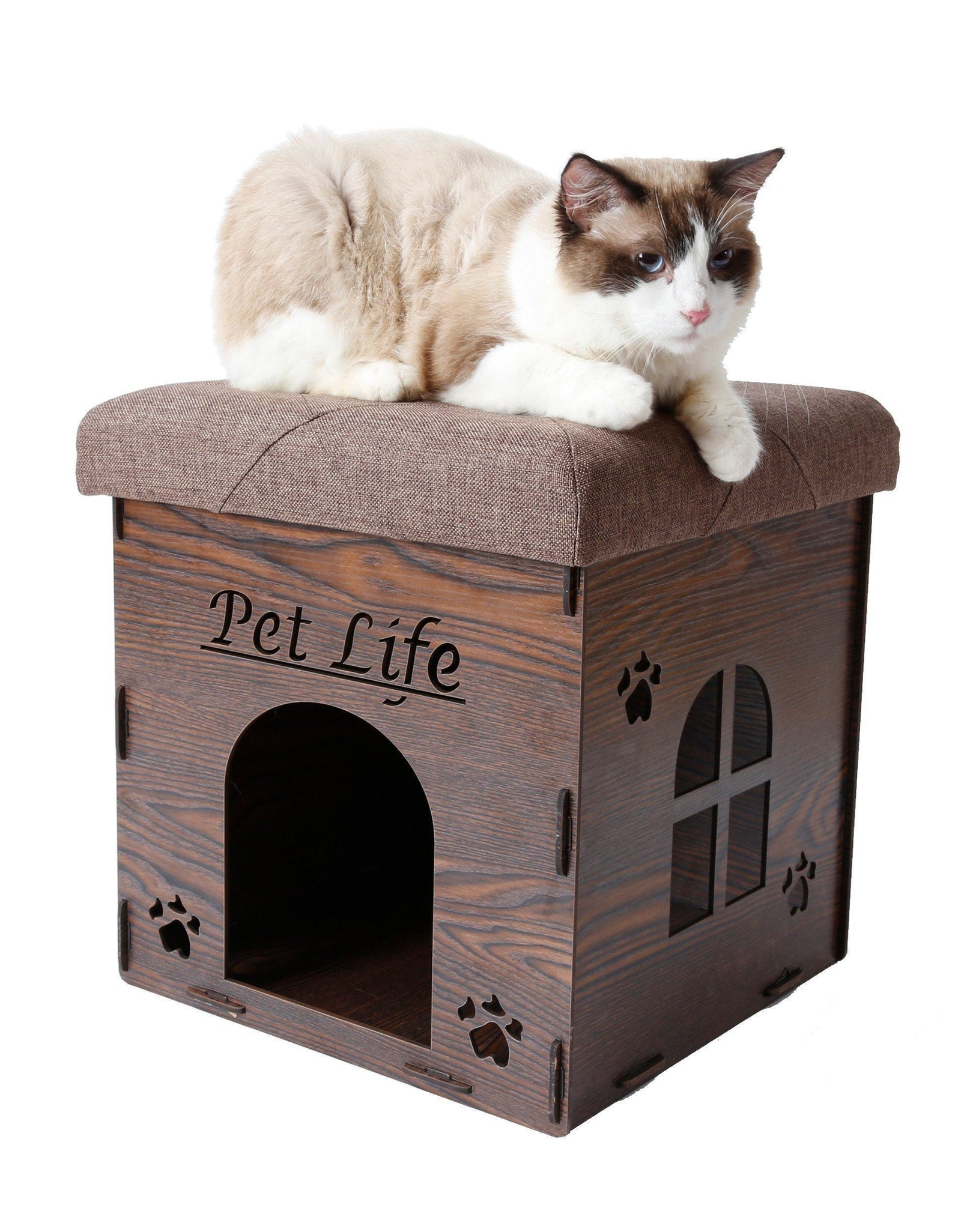 Pet Life ® 'Kitty Kallapse' Collapsible Folding Kitty Cat House Tree Bed Ottoman Bench Furniture