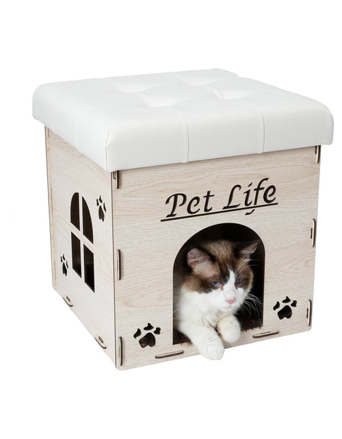 Load image into Gallery viewer, Pet Life ® 'Kitty Kallapse' Collapsible Folding Kitty Cat House Tree Bed Ottoman Bench Furniture
