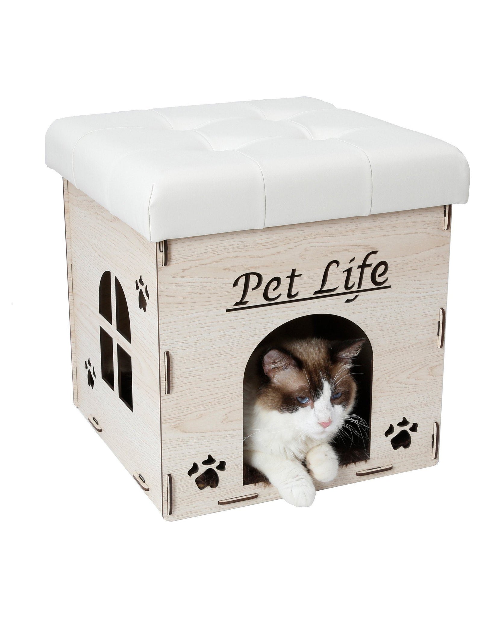 Pet Life ® 'Kitty Kallapse' Collapsible Folding Kitty Cat House Tree Bed Ottoman Bench Furniture
