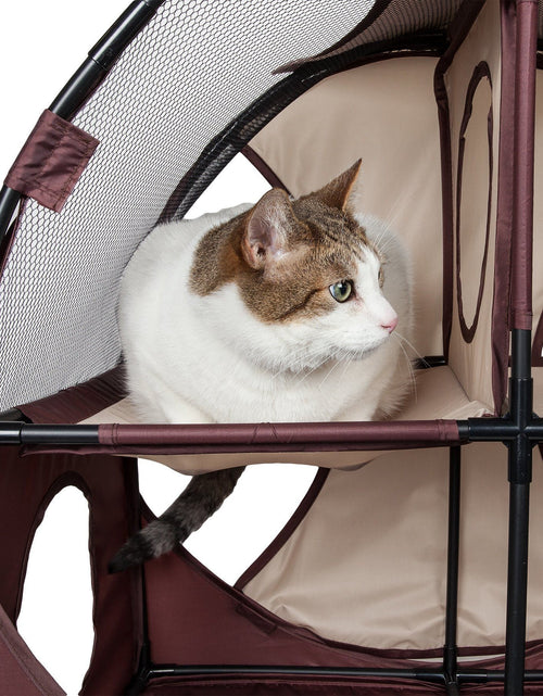 Load image into Gallery viewer, Pet Life ® 'Kitty-Play' Collapsible Travel Interactive Kitty Cat Tree Maze House Lounger Tunnel Lounge

