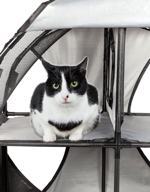 Load image into Gallery viewer, Pet Life ® 'Kitty-Play' Collapsible Travel Interactive Kitty Cat Tree Maze House Lounger Tunnel Lounge
