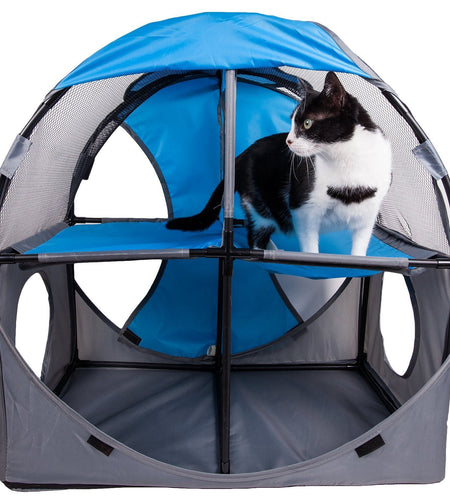 Pet Life ® 'Kitty-Play' Collapsible Travel Interactive Kitty Cat Tree Maze House Lounger Tunnel Lounge