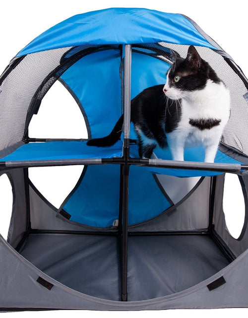 Load image into Gallery viewer, Pet Life ® 'Kitty-Play' Collapsible Travel Interactive Kitty Cat Tree Maze House Lounger Tunnel Lounge
