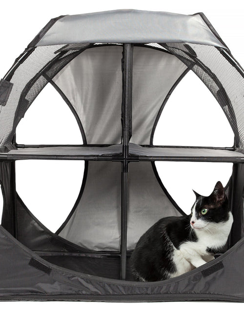 Load image into Gallery viewer, Pet Life ® 'Kitty-Play' Collapsible Travel Interactive Kitty Cat Tree Maze House Lounger Tunnel Lounge

