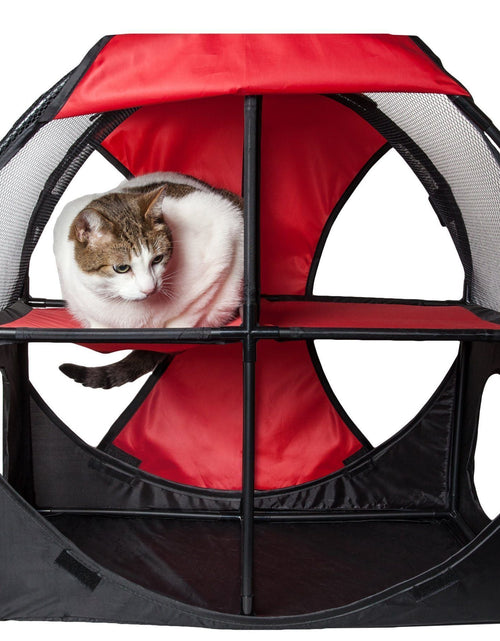 Load image into Gallery viewer, Pet Life ® 'Kitty-Play' Collapsible Travel Interactive Kitty Cat Tree Maze House Lounger Tunnel Lounge
