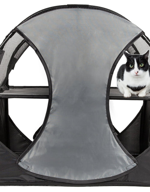 Load image into Gallery viewer, Pet Life ® 'Kitty-Play' Collapsible Travel Interactive Kitty Cat Tree Maze House Lounger Tunnel Lounge
