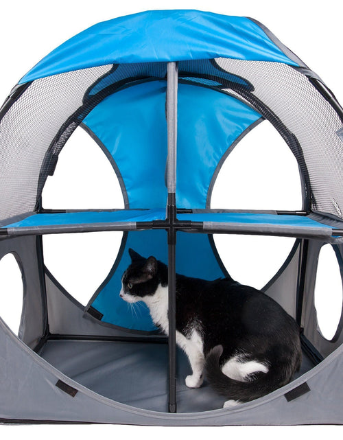 Load image into Gallery viewer, Pet Life ® 'Kitty-Play' Collapsible Travel Interactive Kitty Cat Tree Maze House Lounger Tunnel Lounge
