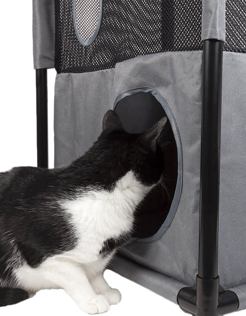 Load image into Gallery viewer, Pet Life ® 'Kitty-Square' Collapsible Travel Interactive Kitty Cat Tree Maze House Lounger Tunnel Lounge
