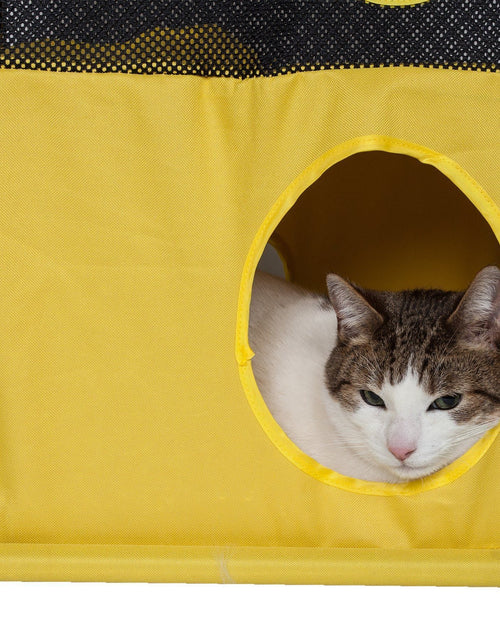 Load image into Gallery viewer, Pet Life ® 'Kitty-Square' Collapsible Travel Interactive Kitty Cat Tree Maze House Lounger Tunnel Lounge
