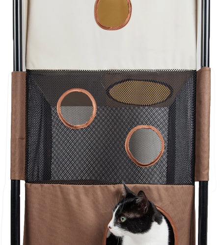 Pet Life ® 'Kitty-Square' Collapsible Travel Interactive Kitty Cat Tree Maze House Lounger Tunnel Lounge