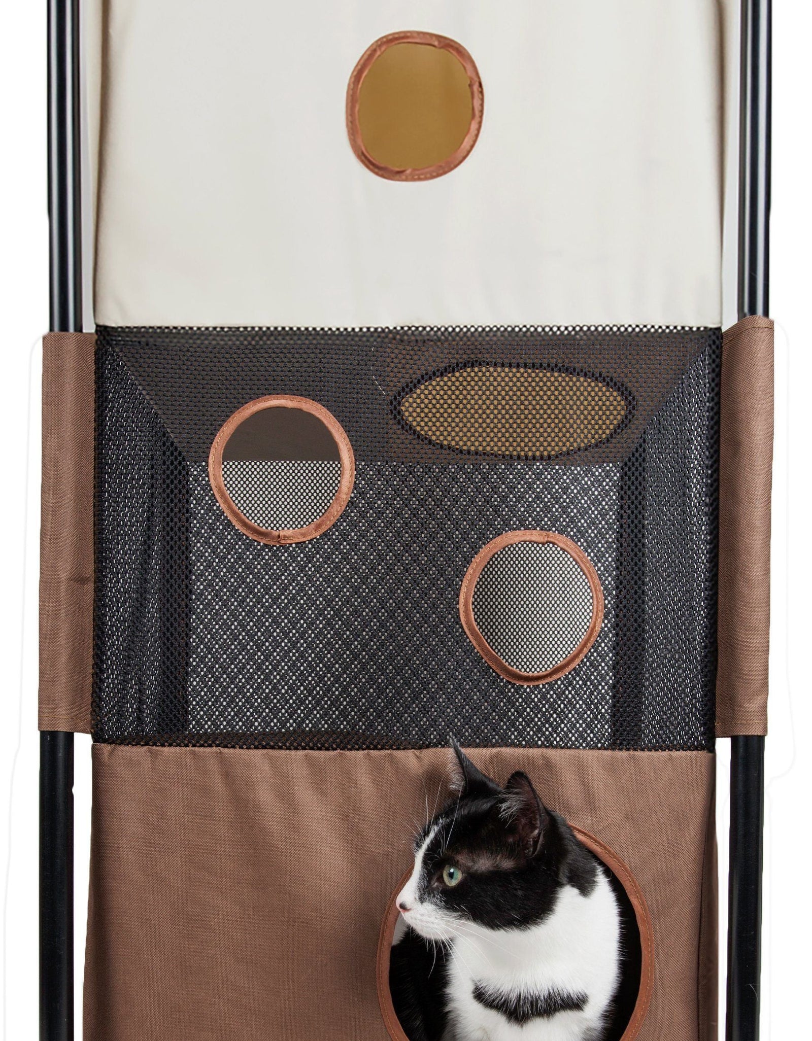 Pet Life ® 'Kitty-Square' Collapsible Travel Interactive Kitty Cat Tree Maze House Lounger Tunnel Lounge