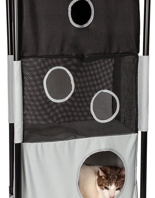 Load image into Gallery viewer, Pet Life ® 'Kitty-Square' Collapsible Travel Interactive Kitty Cat Tree Maze House Lounger Tunnel Lounge
