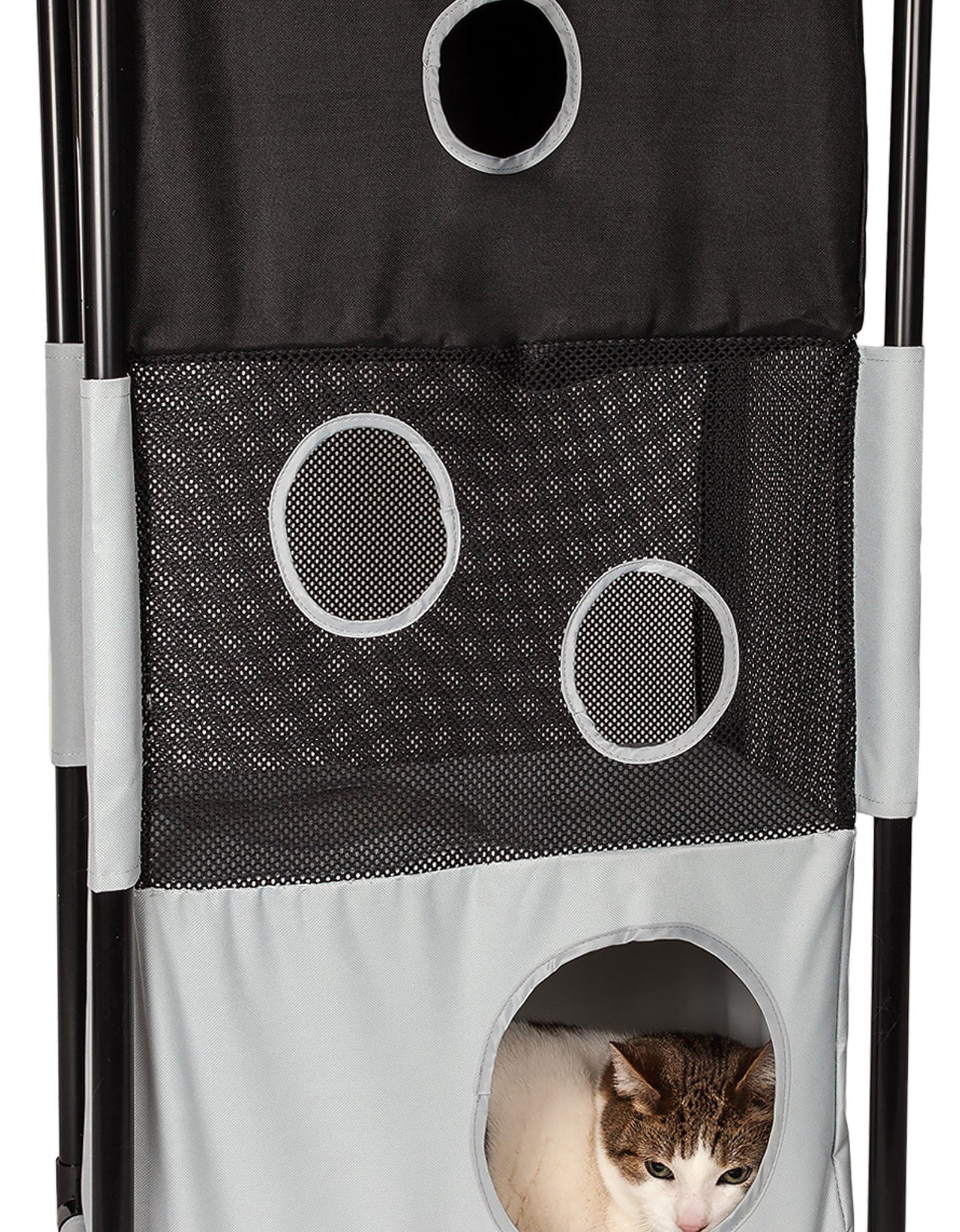 Pet Life ® 'Kitty-Square' Collapsible Travel Interactive Kitty Cat Tree Maze House Lounger Tunnel Lounge