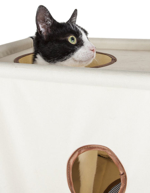 Load image into Gallery viewer, Pet Life ® 'Kitty-Square' Collapsible Travel Interactive Kitty Cat Tree Maze House Lounger Tunnel Lounge
