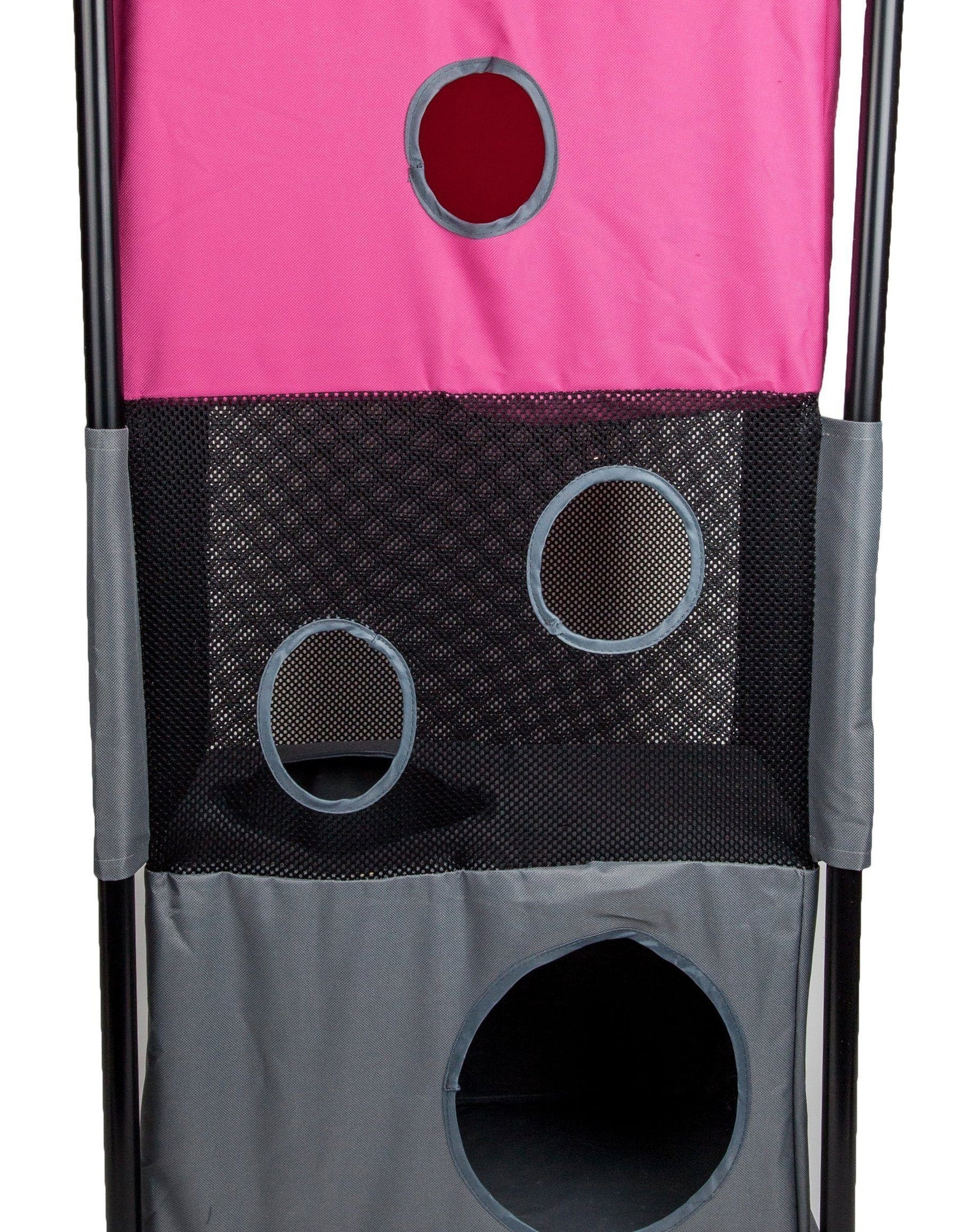 Pet Life ® 'Kitty-Square' Collapsible Travel Interactive Kitty Cat Tree Maze House Lounger Tunnel Lounge
