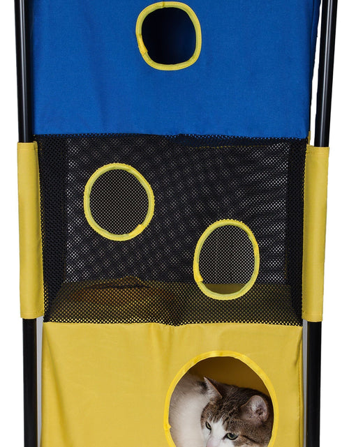Load image into Gallery viewer, Pet Life ® 'Kitty-Square' Collapsible Travel Interactive Kitty Cat Tree Maze House Lounger Tunnel Lounge
