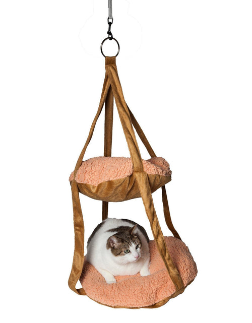 Load image into Gallery viewer, Pet Life ® 'Kittyhaus' Dual-Lounge Hanging Relaxing Kitty Cat Pillow Bed Hammock Lounger
