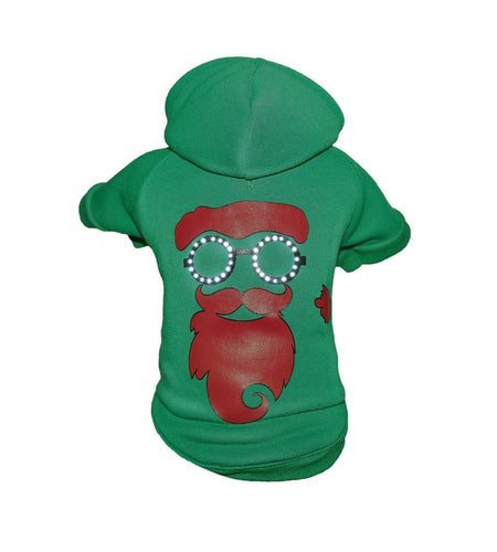 Pet Life ® LED Lighting 'Cool Santa Shades' Hooded Dog Costume Sweater w/ Included Batteries