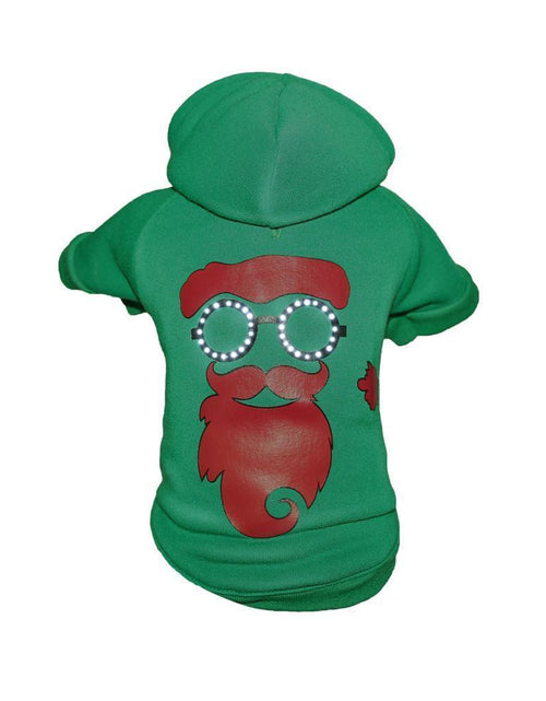 Load image into Gallery viewer, Pet Life ® LED Lighting 'Cool Santa Shades' Hooded Dog Costume Sweater w/ Included Batteries
